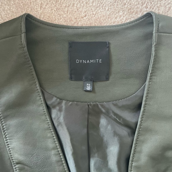 Dynamite Olive Green Leather Jacket - Picture 3 of 3